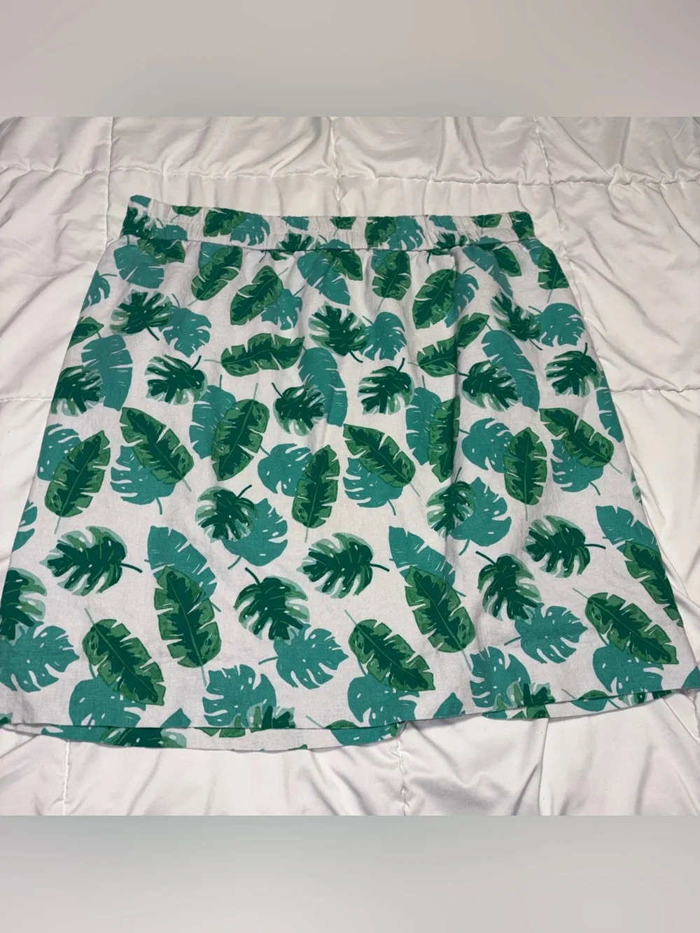 J. Crew Monstera Palm Leaf Print Linen Blend Pencil Skirt XXL